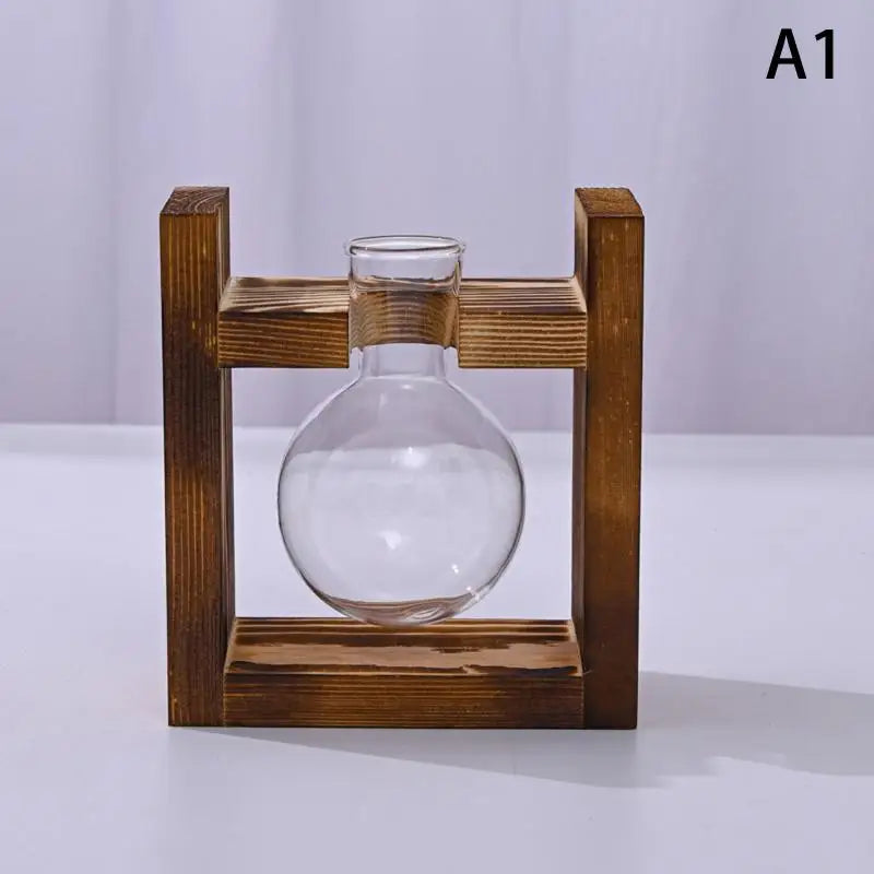 support plantes cadre bois marron verre transparent modernes vases coeurs plantes vertesintérieur décoration minimaliste