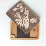 porte cartes bois floral motifs animaux clips minimaliste