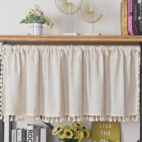 rideau lin franges beige rustique bohème opacité fenêtre tissu artisanal européen