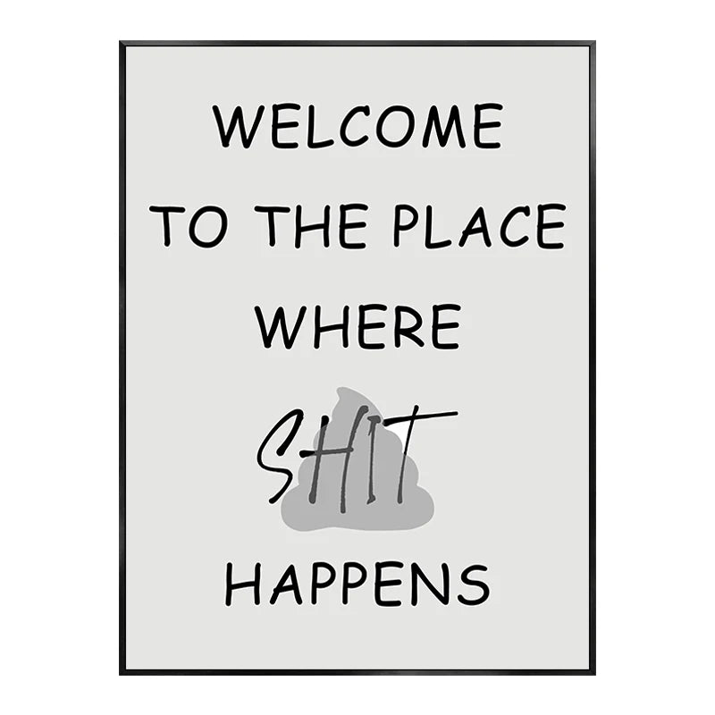affiche toile salle bain humour noir blanc décoration murale wc moderne minimaliste