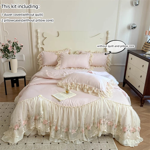 ensemble literie fleurs roses vintage housse couette taies oreiller 135x200cm 150x210cm 168x229cm 180x210cm 200x200cm