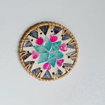 coasters rotin multicolore mosaïque floral antichoc table moderne respectueux environnement thermal insulation