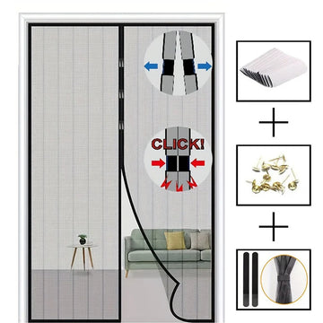 rideau moustiquaire magnétique porte noir gris clair maille fine clips ruban adhésif moderne anti