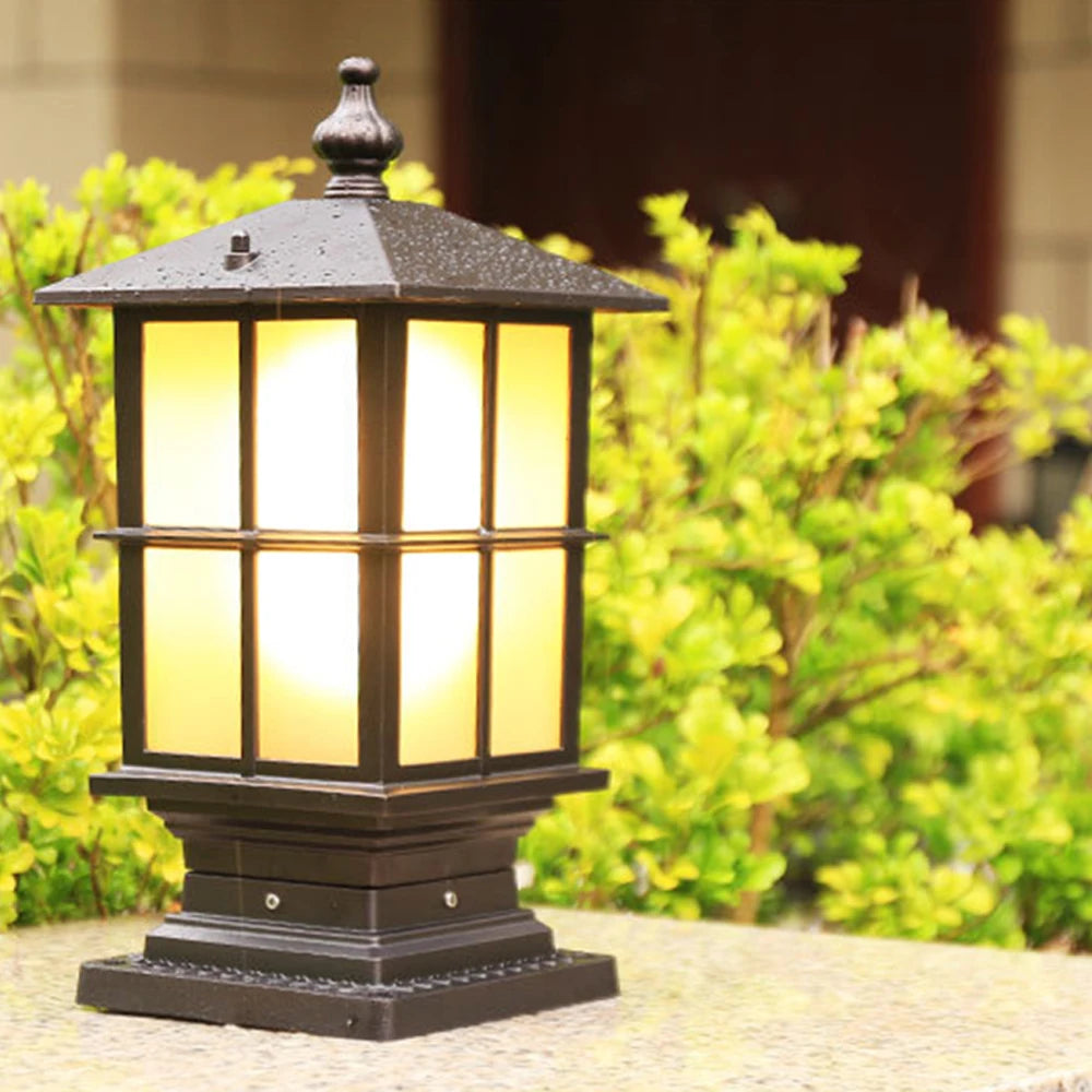 lampe jardin éclairage paysager led 220v ip44 protection classique rustique aluminium motifs géométriques