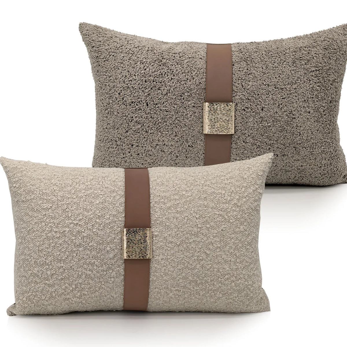 housse coussin lit patchwork gris clair contemporain texture bouclée fixation polyester