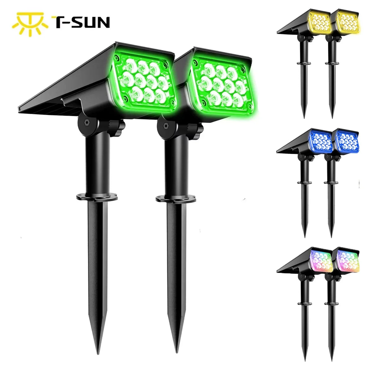 projecteur solaire extérieur ip65 étanche led moderne noir vert adjustable brightness