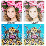 Kit broderie points croisés multicolore tissu coton artisanal peinture maison stickers muraux guides couleurs