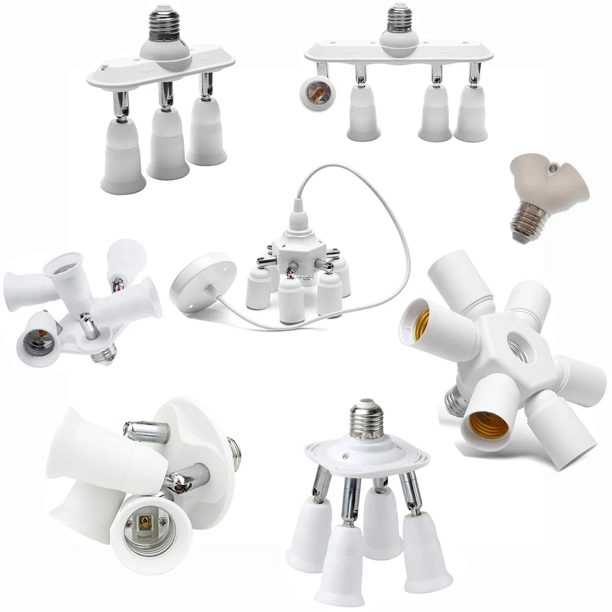 adaptateur led e27 blanc moderne vis splitter cable électrique fixations opaques
