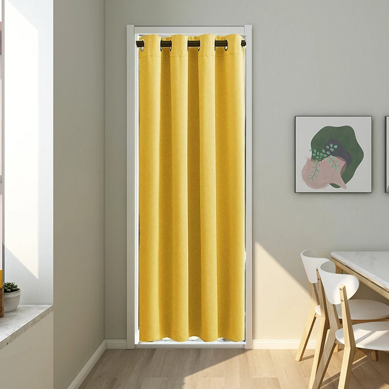 rideau porte uni opaque moderne beige noir vert foncé jaune polyester