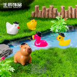 lot mini figurines animaux résine capybara grenouille axolotl flamant rose canard décoration maison jardin