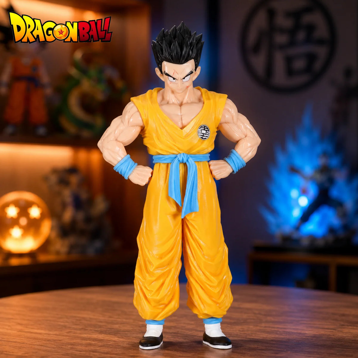 figurine dragon ball yamcha jaune bleu noir brillante détaillée collection décoration opaque réaliste