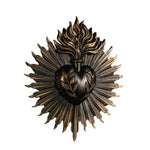 Décoration murale cœur sculpté relief doré feuilles stylisées artisanal baroque marron doré bronze