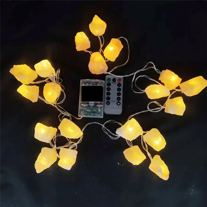 guirlande lumineuse moderne jaune orange beige pierre cristal usb led