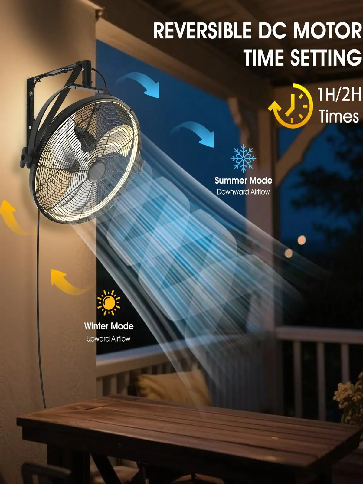 ventilateur mural noir grille métallique moderne réglable télécommande led 120v 240v