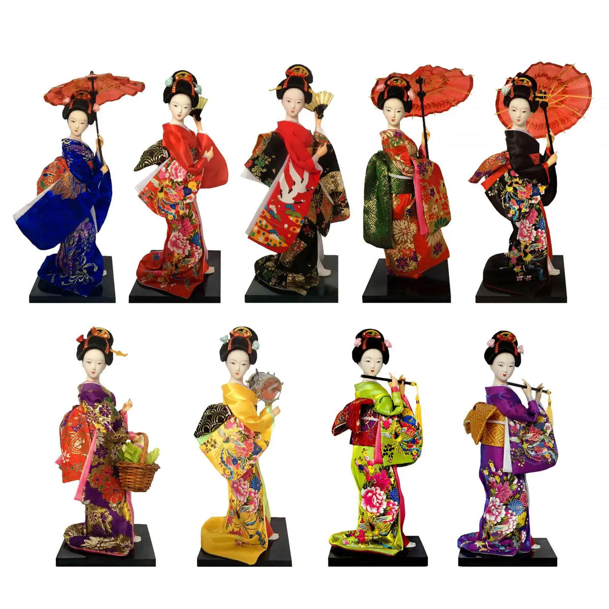 poupées geisha japonaises traditionnelles figurines ethniques résine décoratives accessoires traditionnels or broderies floraux
