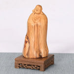 support décoratif bois artisanal 14cm 12cm 10cm 8cm marron foncé ornements sculptés traditionnel
