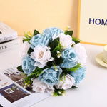 décoration mariage bouquet roses artificielles feuilles vertes anniversaire baby shower intérieur classique blanc rose