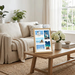 cadre photo multi photos bois clair noir blanc decoration moderne plage voyage mur verre
