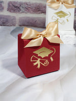 boîtes cadeaux blanc rouge ruban satiné graduation cap classique 100 pièces opaques festives anniversaire