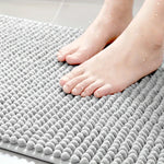 tapis bain moderne rouge gris boules relief salle bain antidérapant doux épais respectueux environnement
