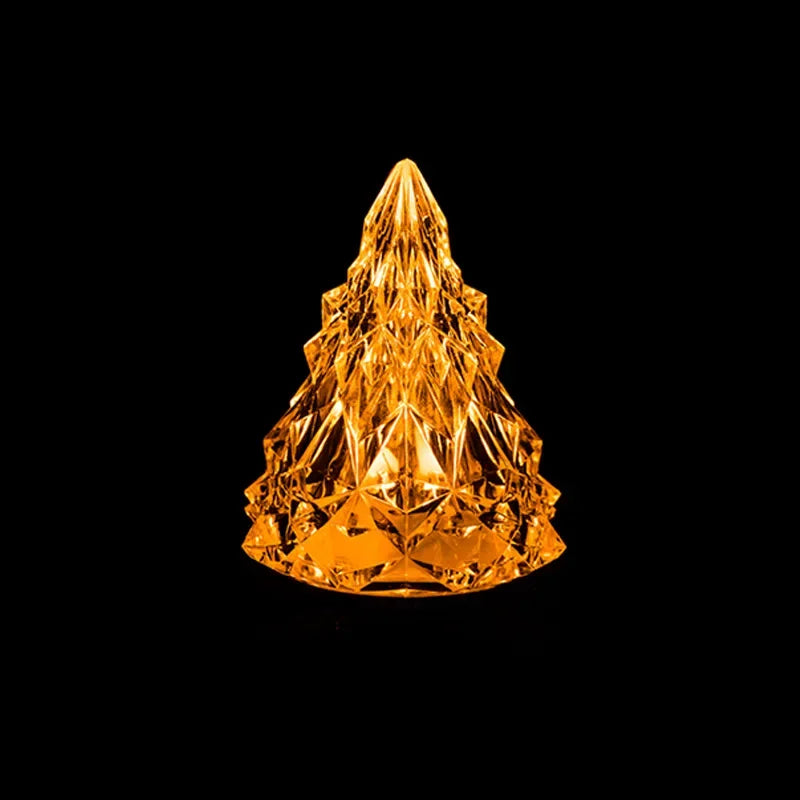 décoration noël arbre transparent facettes led jaune brillant moderne chambre festive