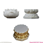 statuette artisanale bois blanc or fleurs lotus motifs floraux classique stand display craftsDecorationHomeAssement