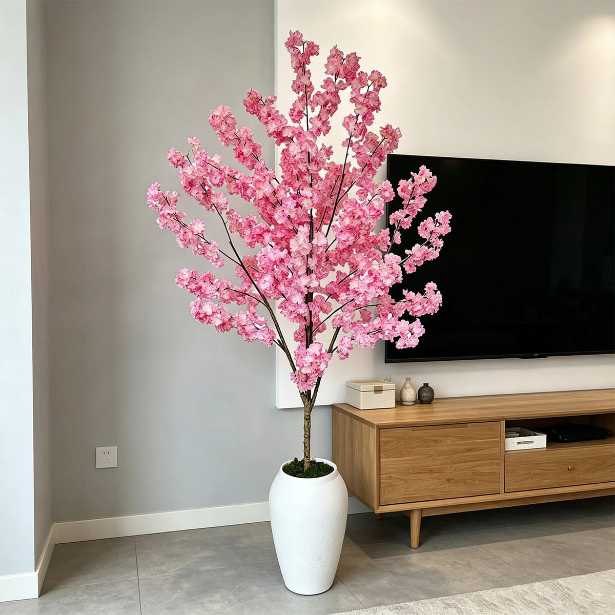 arbre artificiel fleurs cerisier rose moderne décoration intérieure extérieure mariage anniversaire living room shopDecoration