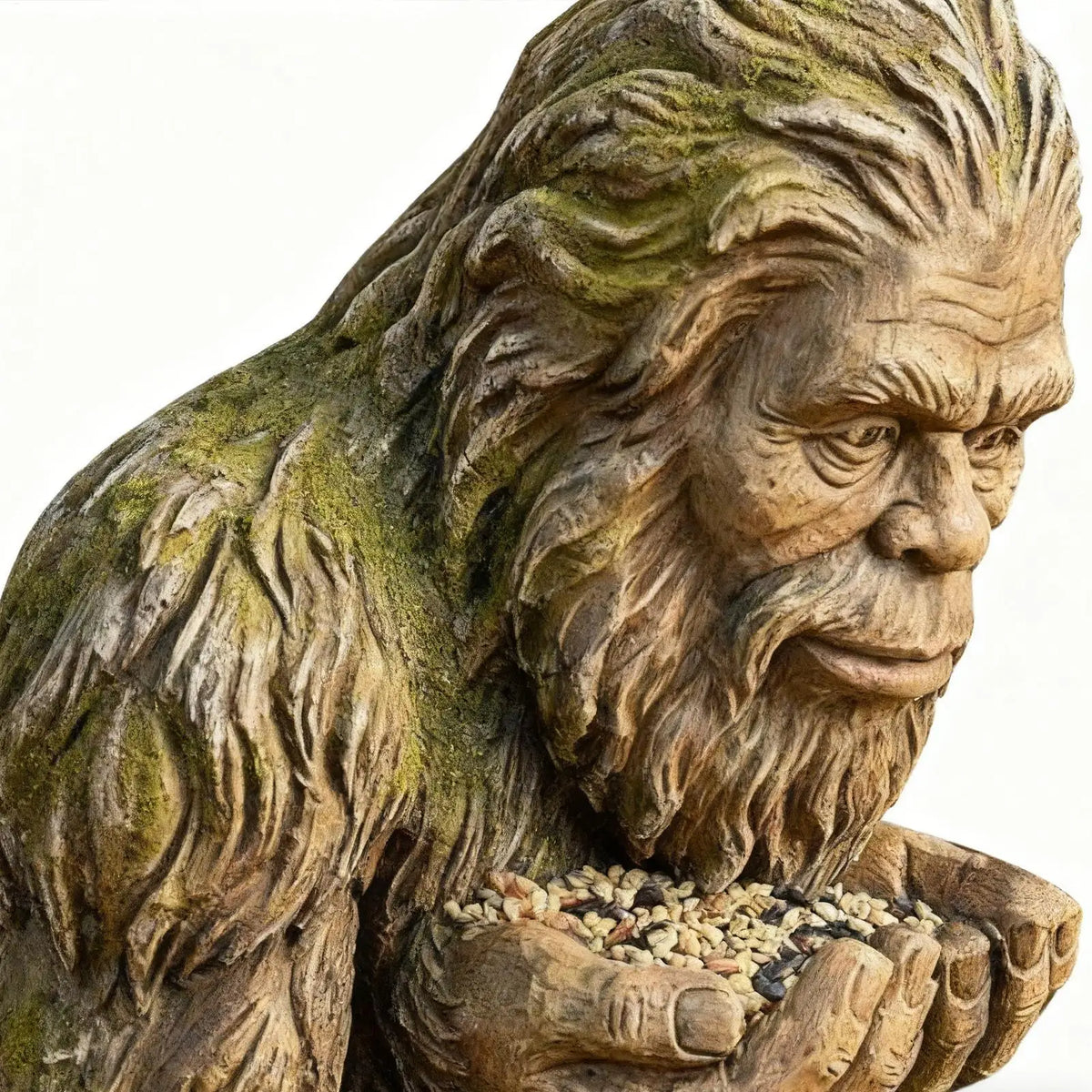 mangeoire oiseaux bigfoot résine decoration jardin outdoor rustique fantaisiste bigfoot marron vert gris