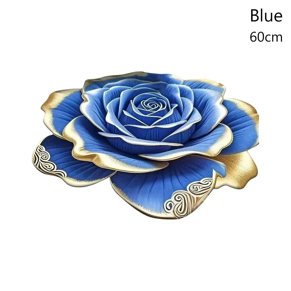 tapis 3d fleurs polyester moderne bleu jaune marron rose violet anti dérapant salon chambre