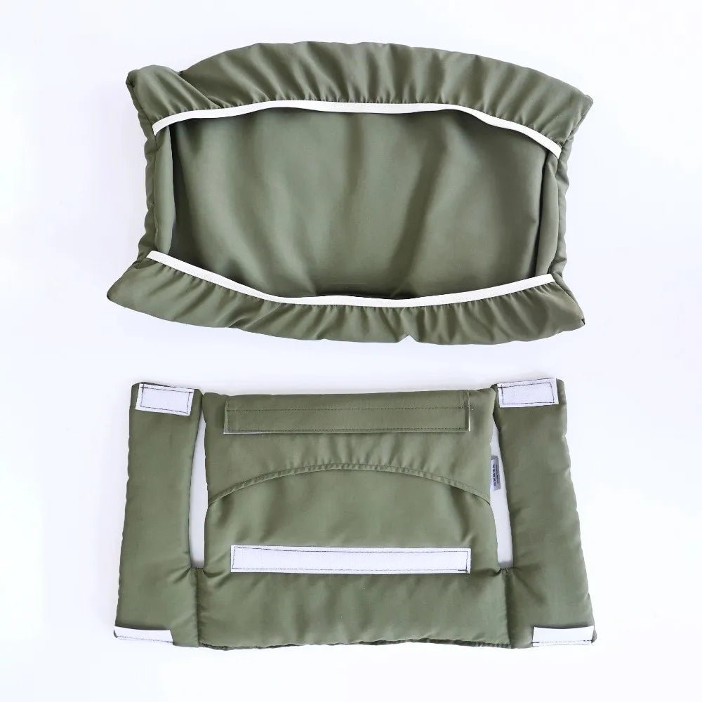 coussin chaise haute ours enfant marron clair confortable chevaux blancs vert olive