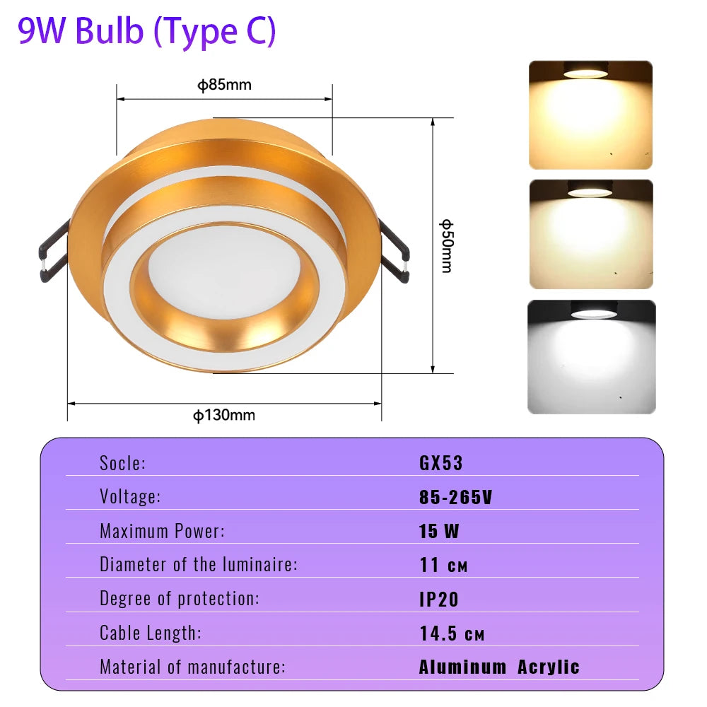 Spot encastrable LED noir blanc moderne clips rond 220V 249 2000 lumens