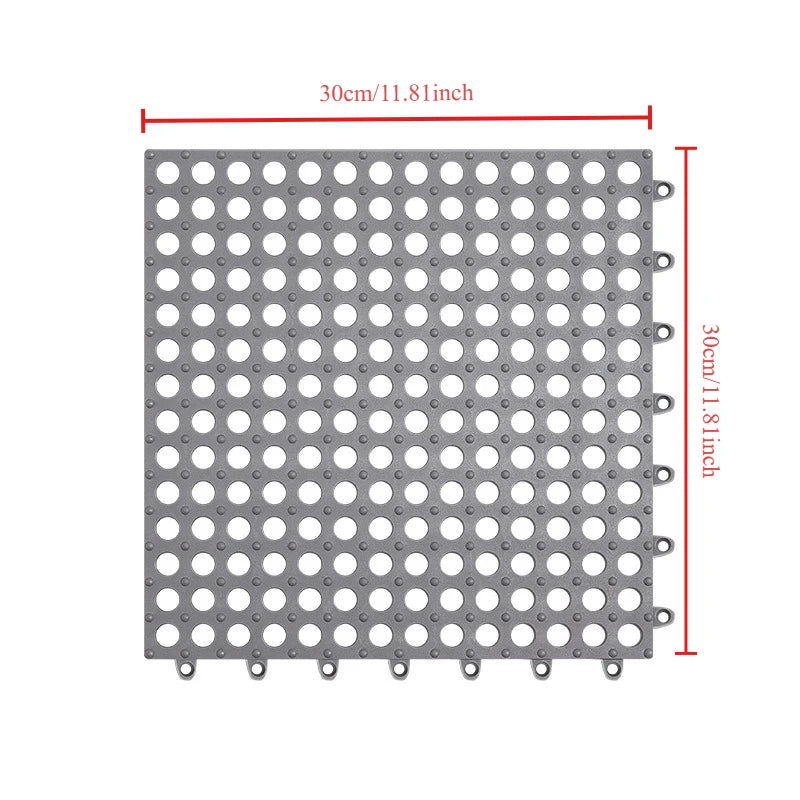 tapis douche blanc gris perforé moderne imperméable drainage antidérapant salle bain