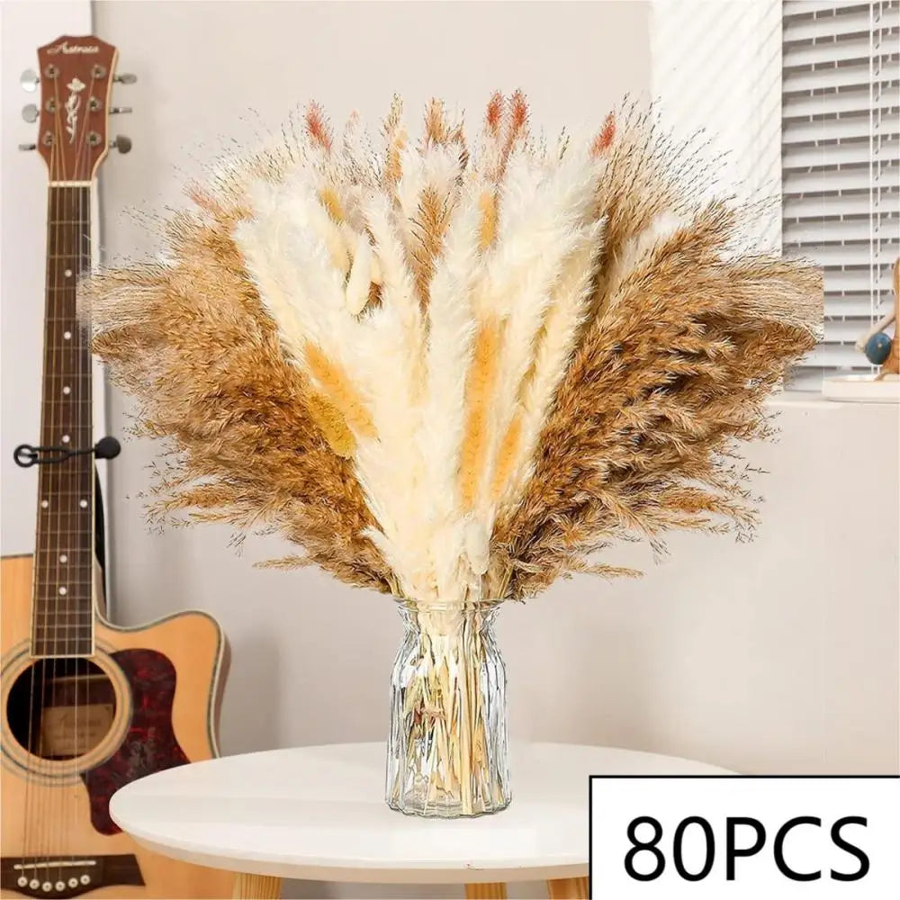 bouquet fleurs séchées pampas naturelles décoration maison anniversaire mariage rouges rustiques