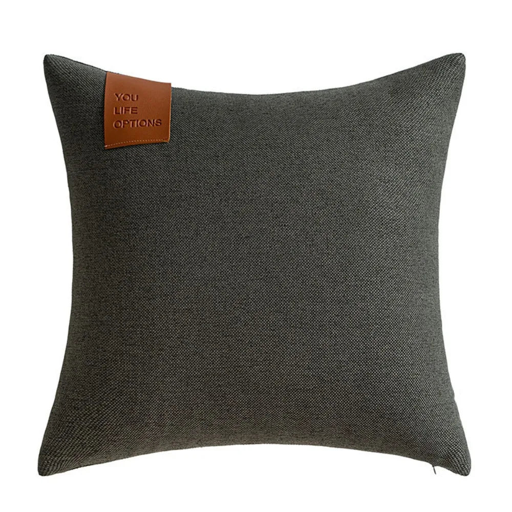 housse coussin moderne géométrique bleu marine marron gris 40x40 50x50 cm polyester coton
