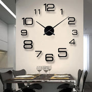 horloge murale moderne effet miroir noir argenté doré déstructurée 30cm