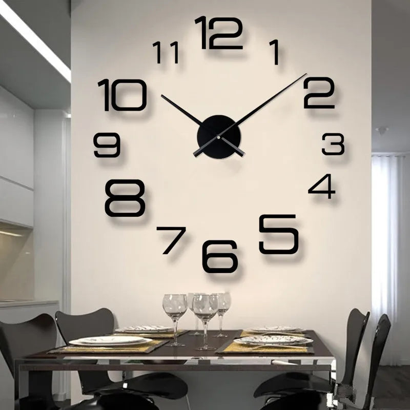 Horloge murale design grand format acrylique miroir blanc