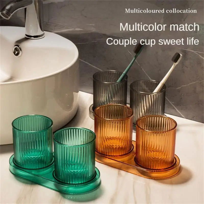 Gobelet brosse à dents transparent avec base duo
