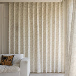rideaux polyester imprimé floral beige clair semi transparent classique maison