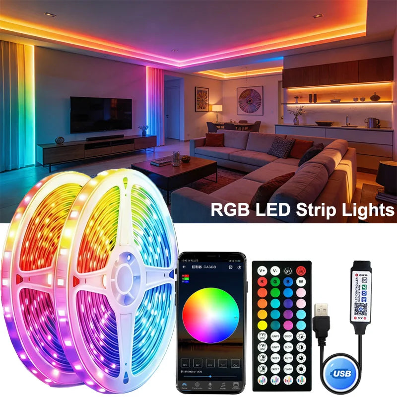 ruban led rgb multicolore moderne synchronisation musicale télécommande app bluetooth adaptable