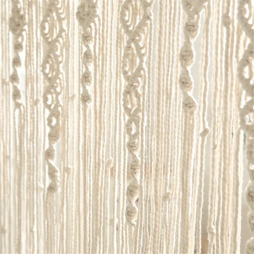rideau macramé boho chic beige clair franges décoration murale chambre salon