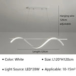 suspension lumineuse moderne ondulé noir blanc fixations chaines