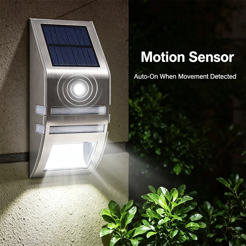 lampe solaire argentée détecteur mouvement led moderne extérieure étanche ip65 adhésif jardin contemporaine