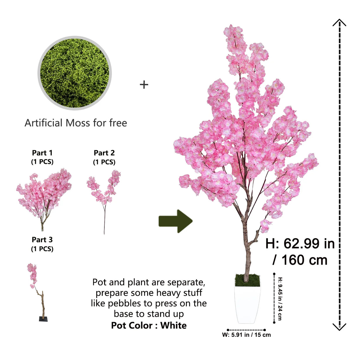 arbre artificiel fleurs cerisier rose moderne décoration intérieure extérieure mariage anniversaire living room shopDecoration