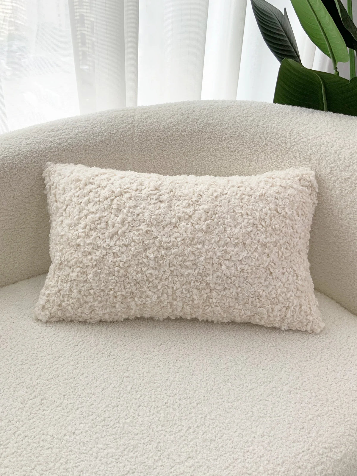 taies d'oreiller solides polyester texture bouclée doux beige clair 30x50cm 45x45cm 50x50cm