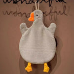 serviette main forme canard blanc gris poilu absorption cuisine salle bain