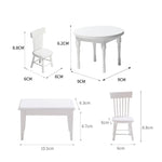 meubles miniatures maison poupée table chaises blancs portraits plantes classiques