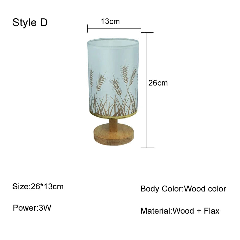 lampe table moderne abat jour lin bois naturel élégante chambre veilleuse éclairage led nordique