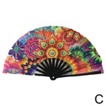 éventail pliant moderne multicolore motifs floraux géométriques opacité festive