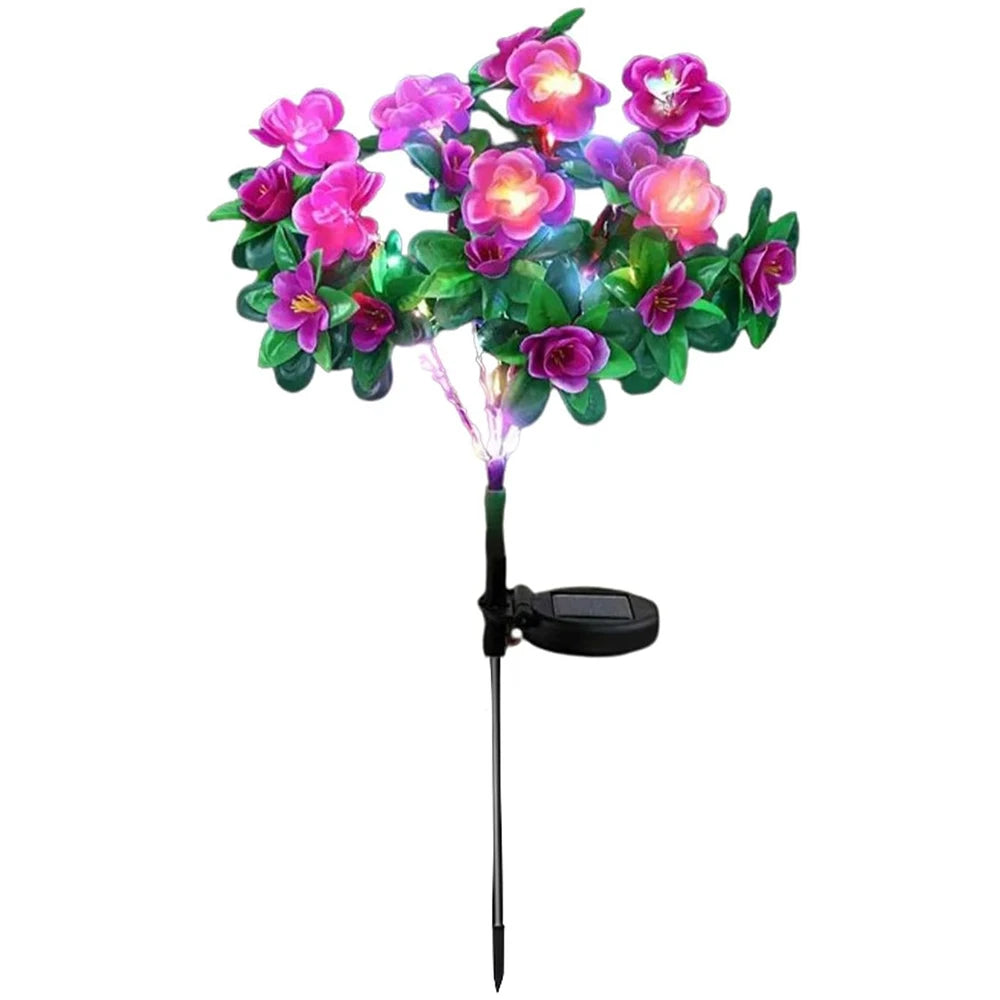 lumière solaire arbre décoratif fleurs artificielles moderne jardin vert rose rouge Jaune