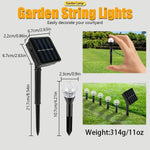 guirlande solaire led jardin 20 lampes modes éclairage ip65 moderne globes verre transparent piquets